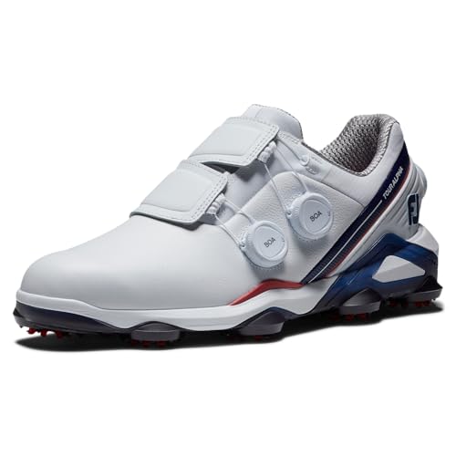FootJoy Herren Tour Alpha Triple Boa Golfschuh, Farbe: Weiß/Marineblau, 42.5 EU von FootJoy