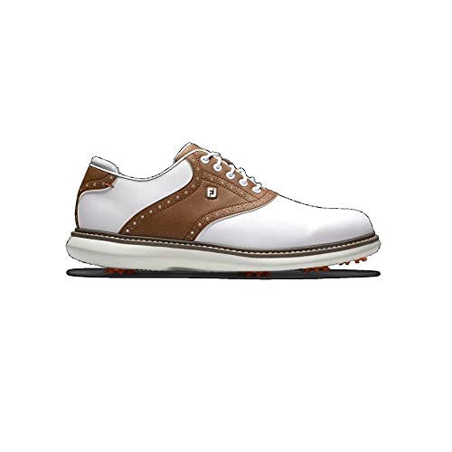 FootJoy Herren Traditionen Vorherige Saison Stil Golfschuh, Weiß/Braun, 44.5 EU Weit von FootJoy