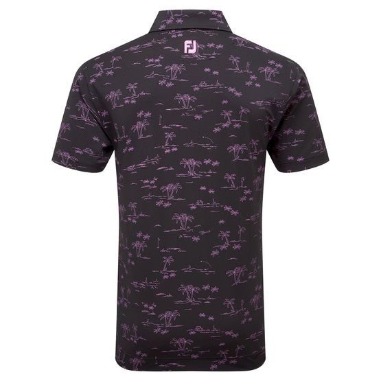 FootJoy Tropic Golf Print Halbarm Polo schwarz von FootJoy