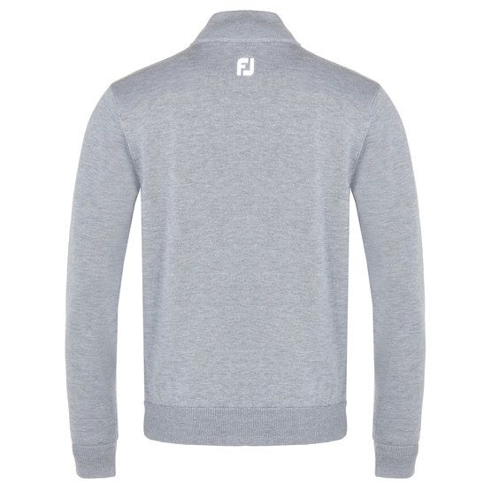 FootJoy Wool Blend Lined 1/2 Zip Pullover Windstopp Strick grau melange von FootJoy
