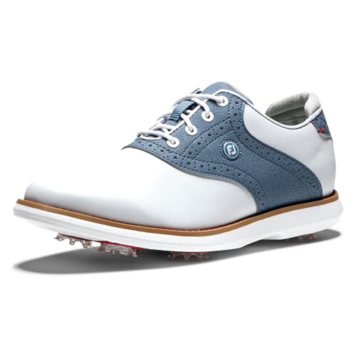 Footjoy Damen Traditions Golfschuh, Weiß Blau, 42 EU Weit von FootJoy