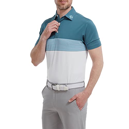 Footjoy Herren Mehrfarbig Golfhemd, weiß/Tinte, L von FootJoy