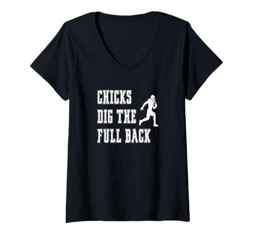 Damen Chicks Dig The Fullback - Spieler-lustiger Grafik-Spruch T-Shirt mit V-Ausschnitt Damen Chicks Dig The Fullback - Spieler-lustiger Grafik-Spruch T-Shirt mit V-Ausschnitt von Football Apparel Boys Kids Men Youth Teens by RJ