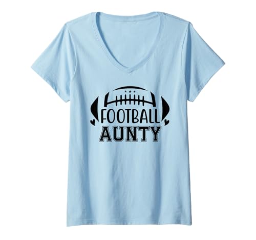 Damen Football Auntie Loud and Proud Football Aunt Cheer Aunty T-Shirt mit V-Ausschnitt Damen Football Auntie Loud and Proud Football Aunt Cheer Aunty T-Shirt mit V-Ausschnitt von Football Aunt Shirts for Women,Football Auntie Top