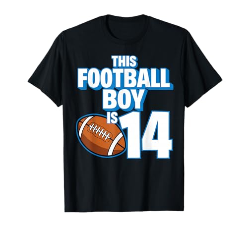 14 Jahre Alter Geburtstag Fußballspieler Kinder Junge 14. Nummer T-Shirt von Football Boy Birthday Tees