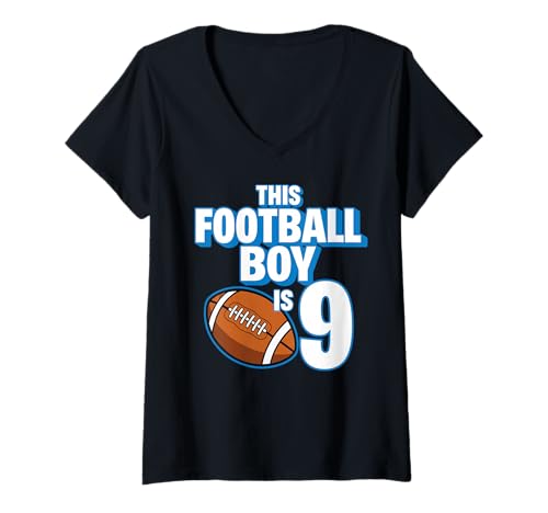 Damen 9 Jahre Alter Geburtstag Fußballspieler Kinder Junge 9. Nummer Team T-Shirt mit V-Ausschnitt Damen 9 Jahre Alter Geburtstag Fußballspieler Kinder Junge 9. Nummer Team T-Shirt mit V-Ausschnitt von Football Boy Birthday Tees