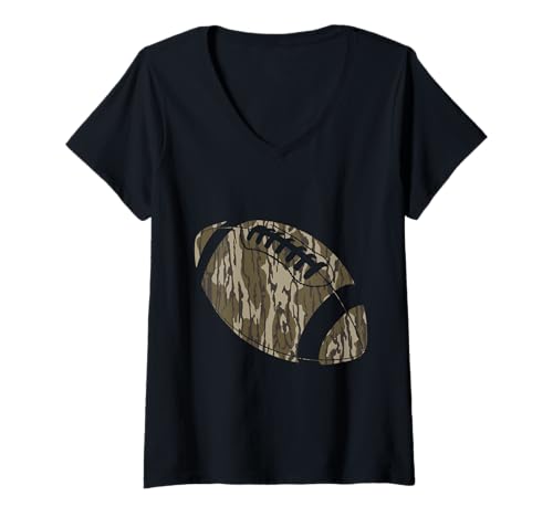Damen Football Bottomland Camo College Trainer der Fußballmannschaft T-Shirt mit V-Ausschnitt Damen Football Bottomland Camo College Trainer der Fußballmannschaft T-Shirt mit V-Ausschnitt von Football Camo Quarterback Season Bottomland Camo