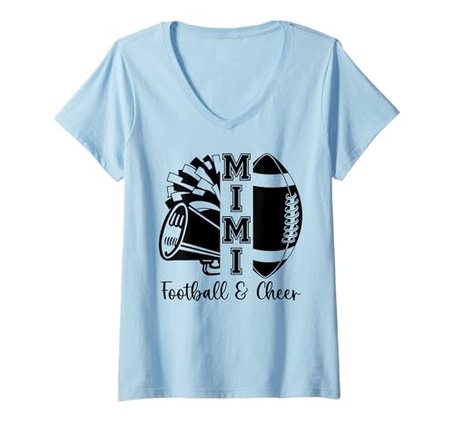Damen Fußball Cheer Mimi Grandma High School Cheerleader Pom Pom Pom T-Shirt mit V-Ausschnitt Damen Fußball Cheer Mimi Grandma High School Cheerleader Pom Pom Pom T-Shirt mit V-Ausschnitt von Football Cheer Mimi Grandma High School MYN