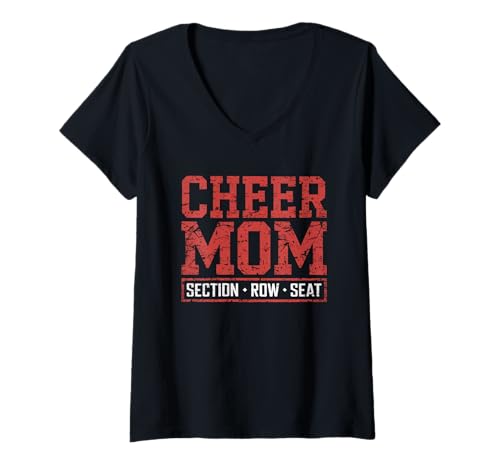 Damen Football Cheer Mom Tshirt Mutter Bow Game Day Football T-Shirt mit V-Ausschnitt von Football Cheer Mom Tshirt Mutter Bow Game Day