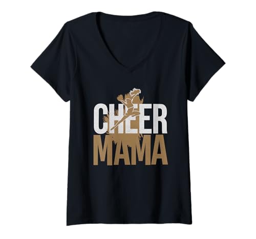 Damen Football Cheer Mom Tshirt Mutter Bow Game Day Football T-Shirt mit V-Ausschnitt von Football Cheer Mom Tshirt Mutter Bow Game Day