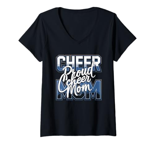 Damen Football Cheer Mom Tshirt Mutter Bow Game Day Football T-Shirt mit V-Ausschnitt von Football Cheer Mom Tshirt Mutter Bow Game Day