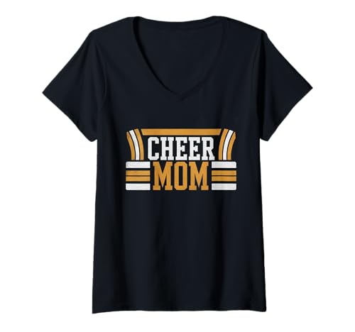 Damen Football Cheer Mom Tshirt Mutter Bow Game Day Football T-Shirt mit V-Ausschnitt von Football Cheer Mom Tshirt Mutter Bow Game Day