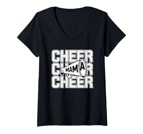Damen Football Cheer Mom Tshirt Mutter Bow Game Day Football T-Shirt mit V-Ausschnitt von Football Cheer Mom Tshirt Mutter Bow Game Day