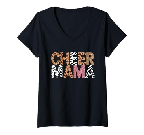 Damen Football Cheer Mom Tshirt Mutter Bow Game Day Football T-Shirt mit V-Ausschnitt von Football Cheer Mom Tshirt Mutter Bow Game Day