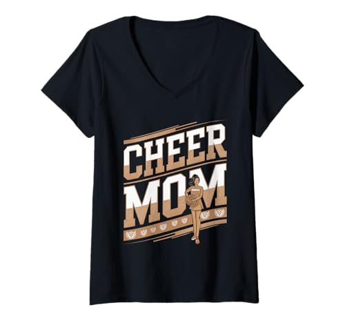 Damen Football Cheer Mom Tshirt Mutter Bow Game Day Football T-Shirt mit V-Ausschnitt von Football Cheer Mom Tshirt Mutter Bow Game Day