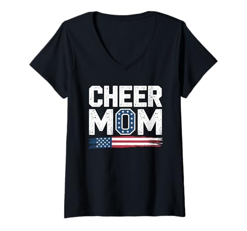 Damen Football Cheer Mom Tshirt Mutter Bow Game Day Football T-Shirt mit V-Ausschnitt von Football Cheer Mom Tshirt Mutter Bow Game Day
