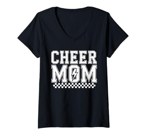 Damen Football Cheer Mom Tshirt Mutter Bow Game Day Football T-Shirt mit V-Ausschnitt von Football Cheer Mom Tshirt Mutter Bow Game Day