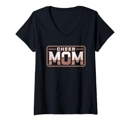 Damen Football Cheer Mom Tshirt Mutter Bow Game Day Football T-Shirt mit V-Ausschnitt von Football Cheer Mom Tshirt Mutter Bow Game Day