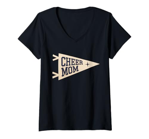 Damen Football Cheer Mom Tshirt Mutter Bow Game Day Football T-Shirt mit V-Ausschnitt von Football Cheer Mom Tshirt Mutter Bow Game Day