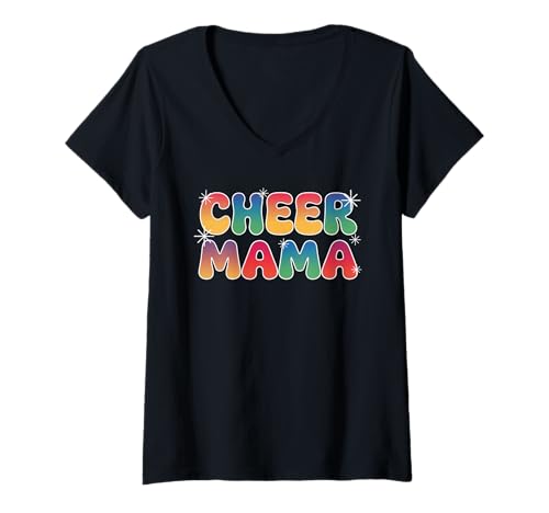 Damen Football Cheer Mom Tshirt Mutter Bow Game Day Football T-Shirt mit V-Ausschnitt von Football Cheer Mom Tshirt Mutter Bow Game Day