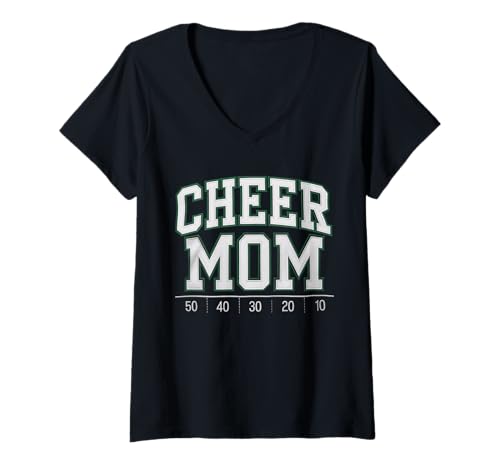 Damen Football Cheer Mom Tshirt Mutter Bow Game Day Football T-Shirt mit V-Ausschnitt von Football Cheer Mom Tshirt Mutter Bow Game Day