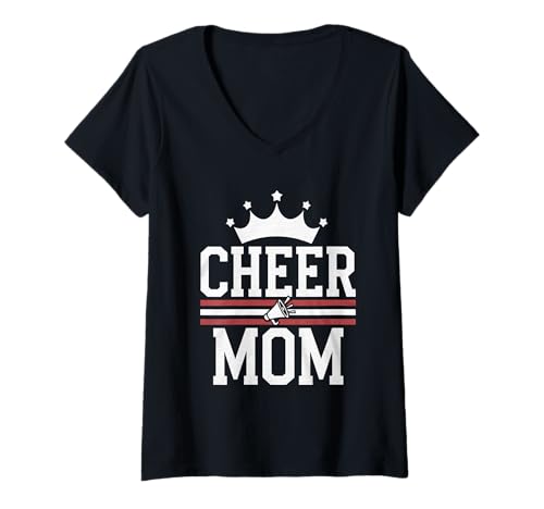 Damen Football Cheer Mom Tshirt Mutter Bow Game Day Football T-Shirt mit V-Ausschnitt von Football Cheer Mom Tshirt Mutter Bow Game Day