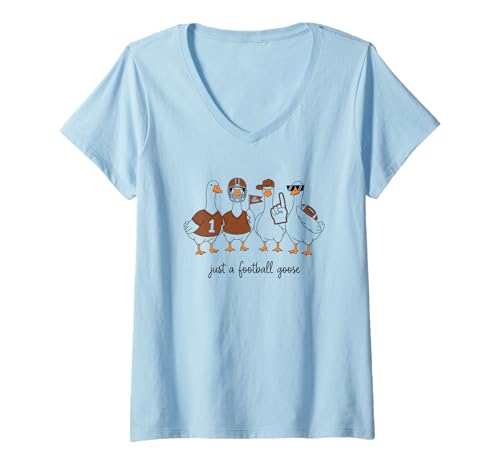 Damen Nur EIN Fußballspiel T-Shirt mit V-Ausschnitt Damen Nur EIN Fußballspiel T-Shirt mit V-Ausschnitt von Football Enthusiast Ducks Fan Team Spirit