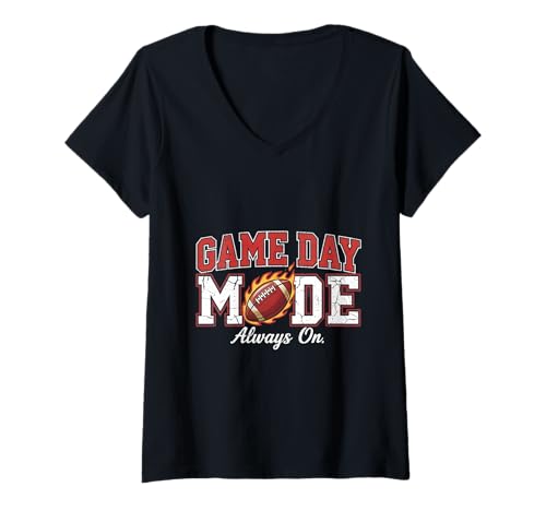 Damen Spieltagsmodus Immer im Spiel, Fußballsport T-Shirt mit V-Ausschnitt Damen Spieltagsmodus Immer im Spiel, Fußballsport T-Shirt mit V-Ausschnitt von Football Enthusiast Fan Gear