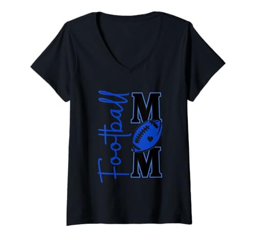Damen Fußball Mama Liebe Herz Grafiktext T-Shirt mit V-Ausschnitt Damen Fußball Mama Liebe Herz Grafiktext T-Shirt mit V-Ausschnitt von Football Enthusiast Mothers Connection