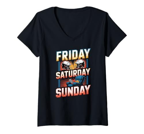 Damen Lustiger Spieltag Fußball Wochenende Couch Krieger T-Shirt mit V-Ausschnitt Damen Lustiger Spieltag Fußball Wochenende Couch Krieger T-Shirt mit V-Ausschnitt von Football Fan Apparel Gifts by Anastasia