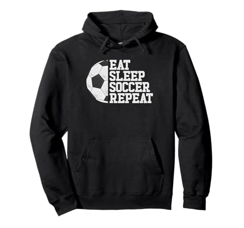 Eat Sleep Soccer Wiederholungsfußballer Mädchen Jungen Fußball Pullover Hoodie von Football Fanatic Co.
