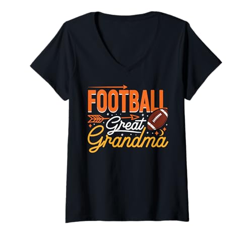 Damen Football Great Grandma - Proud Supporter Grandmother T-Shirt mit V-Ausschnitt Damen Football Great Grandma - Proud Supporter Grandmother T-Shirt mit V-Ausschnitt von Football Fanatic Grandma Designs