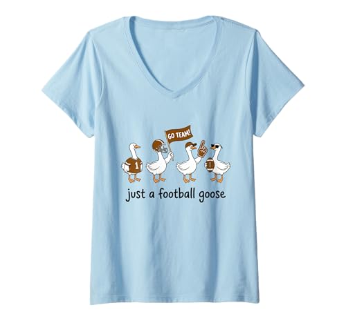 Damen Just A Football Goose Go Team Sports T-Shirt mit V-Ausschnitt Damen Just A Football Goose Go Team Sports T-Shirt mit V-Ausschnitt von Football Goose Humor Sports Animals Fans