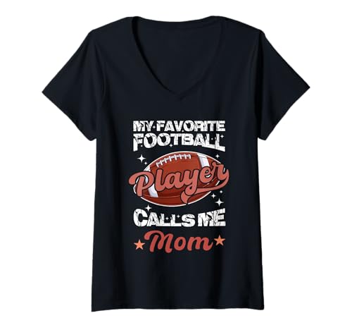 Damen Mein Lieblingsfußballspieler nennt Mich Mama Lustiger Muttertag T-Shirt mit V-Ausschnitt Damen Mein Lieblingsfußballspieler nennt Mich Mama Lustiger Muttertag T-Shirt mit V-Ausschnitt von Football Lover Mother Sport Football Player