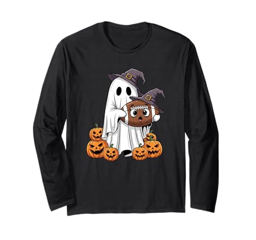 Lustiger Geisterfußball, Kürbis, Halloween, Kinder, Herren und Damen Langarmshirt von Football Lovers Cute Halloween Outfits Boy Girl
