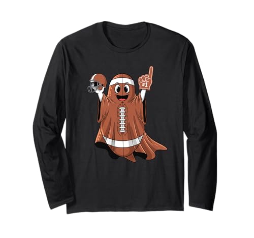 Lustiger Fußball-Geist Kürbis Boo Halloween Kinder Herren Damen Langarmshirt von Football Lovers Halloween Ghost Pumpkin Outfits