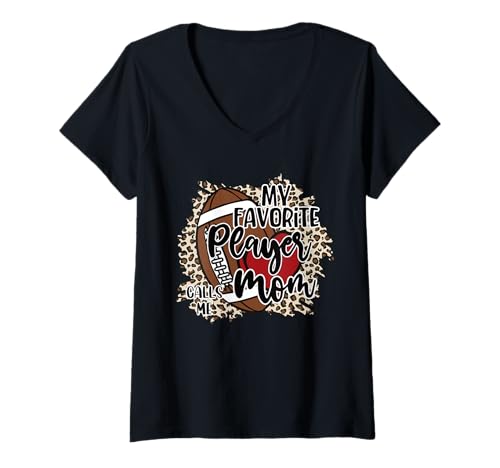 Damen Mein Lieblingsspieler nennt mich Mom Football T-Shirt mit V-Ausschnitt Damen Mein Lieblingsspieler nennt mich Mom Football T-Shirt mit V-Ausschnitt von Football Mom Gift