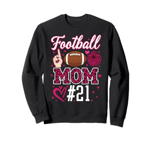 Fußball Mama #21 Lustige Mutter Frau Unterstützer Mädchen Sohn Fan Sweatshirt von Football Mom Love Apparel