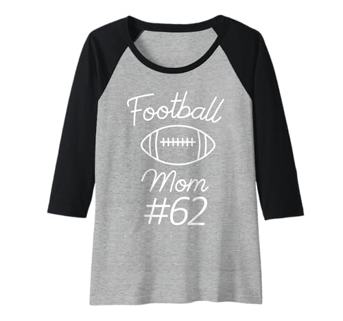 Damen Fußball Mama Nummer 62 Biggest Fan Woman Team Game My Son Raglan von Football Mom Numbered Apparel