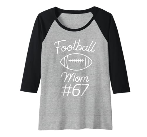 Damen Fußball Mama Nummer 67 Biggest Fan Woman Team Game My Son Raglan von Football Mom Numbered Apparel