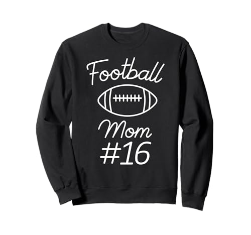 Fußball Mama Nummer 16 Biggest Fan Woman Team Game My Son Sweatshirt von Football Mom Numbered Apparel