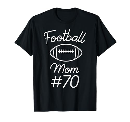 Fußball Mama Nummer 70 Biggest Fan Woman Team Game My Son T-Shirt von Football Mom Numbered Apparel