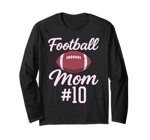 Fußball Mama #10 Lustiges Mutter Frau Touchdown Mädchen Sohn Spiel Langarmshirt von Football Mom Pink Apparel