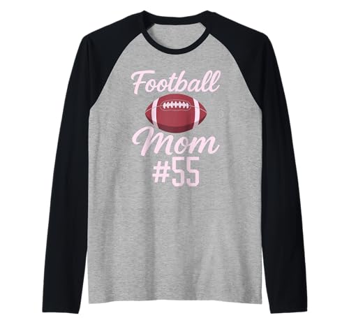 Fußball Mama #55 Lustiges Mutter Frau Touchdown Mädchen Sohn Spiel Raglan von Football Mom Pink Apparel