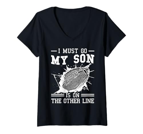 Damen My Son is On The Other Line Football T-Shirt mit V-Ausschnitt Damen My Son is On The Other Line Football T-Shirt mit V-Ausschnitt von Football Player Team Gifts Sports Apparel