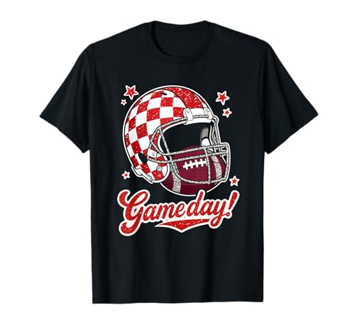 Gameday Fußball Saison Helm Rot Sport Team Damen Mädchen T-Shirt von Football Season Game day Helmet Red Sports Apparel
