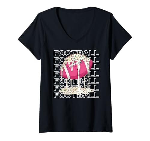 Damen Fußball-Lineman WR QB RB Dripping, Weihnachtsstreusel, Rosa T-Shirt mit V-Ausschnitt Damen Fußball-Lineman WR QB RB Dripping, Weihnachtsstreusel, Rosa T-Shirt mit V-Ausschnitt von Football Sports Ice Cream Drip Dessert Fun Design