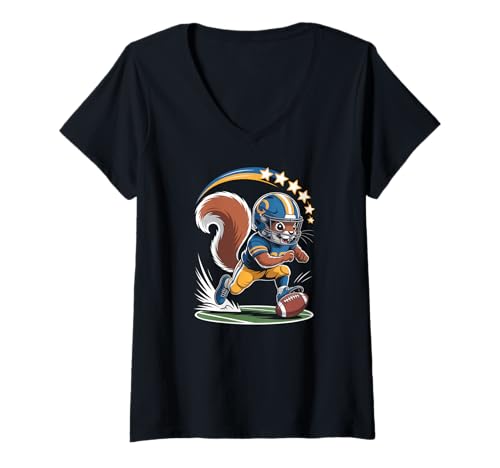 Damen Squirrel Football Touchdown Five Stars Play T-Shirt mit V-Ausschnitt Damen Squirrel Football Touchdown Five Stars Play T-Shirt mit V-Ausschnitt von Football Squirrel Touchdown Stars Fans