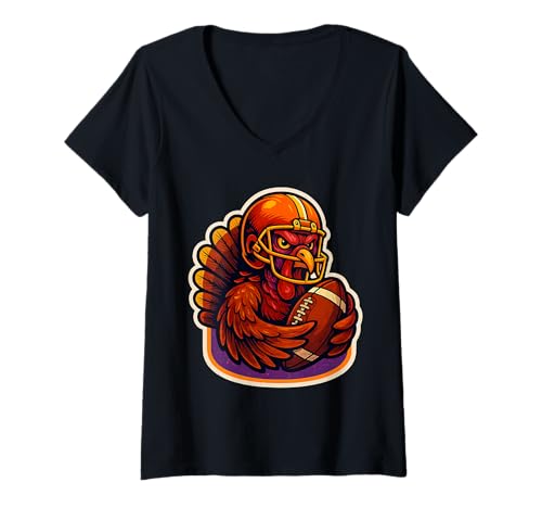 Damen Fußball Türkei Thanksgiving Spieler Fan Vintage Coach Lover T-Shirt mit V-Ausschnitt Damen Fußball Türkei Thanksgiving Spieler Fan Vintage Coach Lover T-Shirt mit V-Ausschnitt von Football Turkey Thanksgiving Player Fan Products