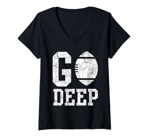 Damen Go Deep Football T-Shirt mit V-Ausschnitt Damen Go Deep Football T-Shirt mit V-Ausschnitt von Football Zeal